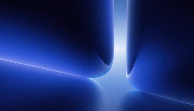 Abstract blue light forms in a dark void with glowing edges and subtle reflections
