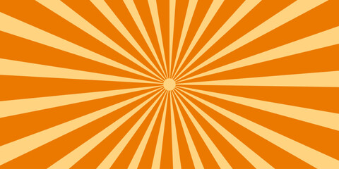 Fototapeta premium Amber Retro Rayburst Design: Warm radial sunbeam background with nostalgic vintage poster style