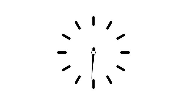 Clock spinning, watch animation on transparent background with alpha channel. Clock icon flat style 24 hours day and night fast speed with moving timer clock rotation 4k video.