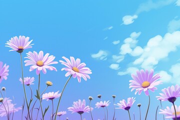 Fototapeta premium A summer of Daisy feild wallpaper flower purple daisy.