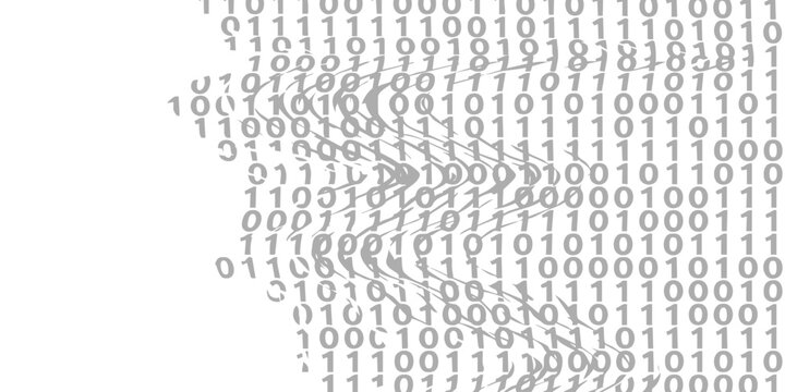 Abstract digital background with flowing lines of binary code numbers zero and one in a futuristic style
