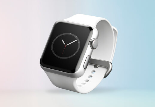 Sleek Smartwatch Mockup With White Band PSD