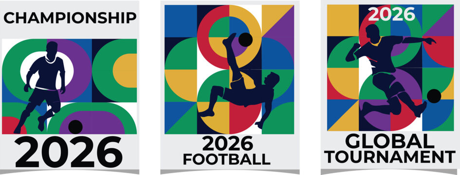 Vibrant posters for 2026 football championship and global tournament