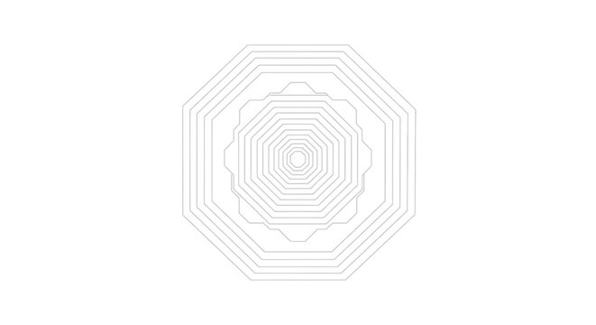 Abstract geometric outline of concentric octagons in cool gray on a white background