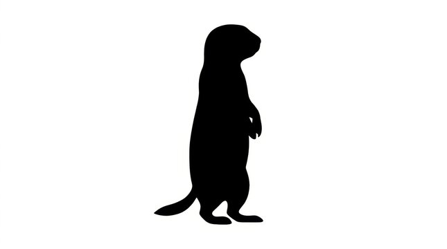 Prairie dog silhouette on white background, standing ground squirrel profile, black gopher shape for wildlife design and nature icons