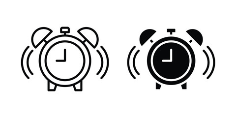 Alarm clock icon black, Stroke line and clipart style bundle © nancy