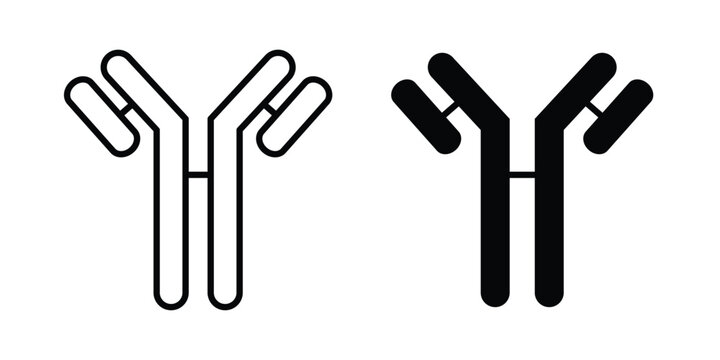 Antibody icon black, Stroke line and clipart style bundle
