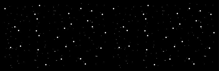 Abstract motion of white star dots snow on isolated black background of space galaxy. Minimal star field background featuring scattered white stars on deep black sky. Vector illustration. Flat style. © Nuraisha elements