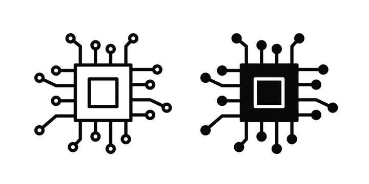Computer science icon black, Stroke line and clipart style bundle