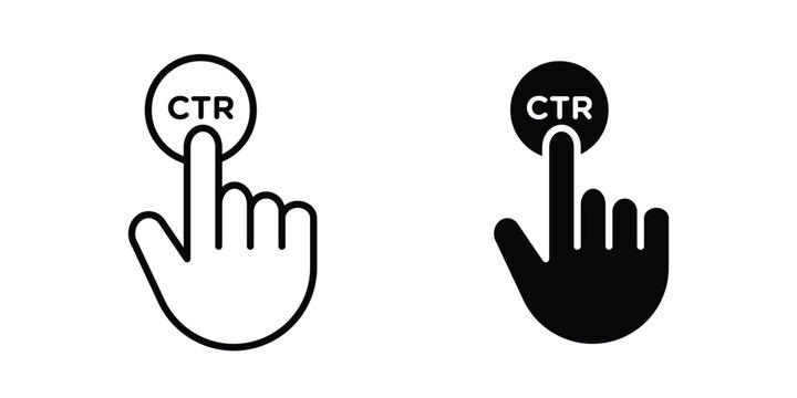 CTR icon black, Stroke line and clipart style bundle