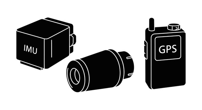 Black Silhouette of an IMU Inertial Measurement Unit and Sensor Component