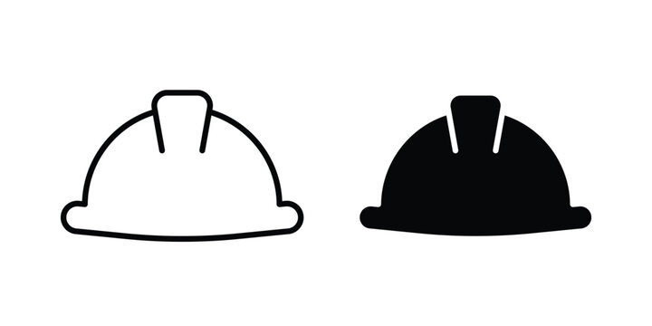 Hard hat icon black, Stroke line and clipart style bundle