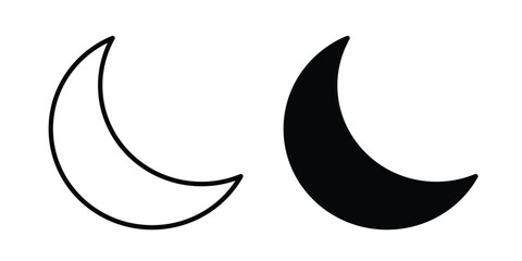 Moon icon black, Stroke line and clipart style bundle © nancy