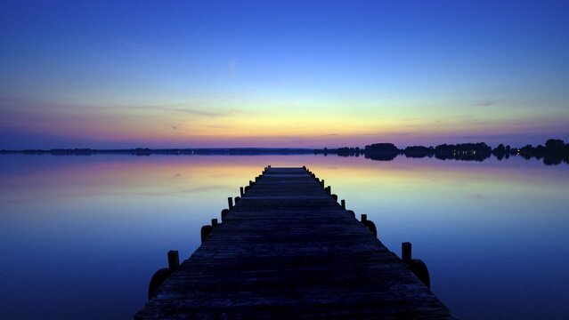Evening at Lake D&uuml;mmer, sunset, evening glow, silence, vastness, tranquillity, water, inland lake, Lembruch, Lower Saxony, Germany