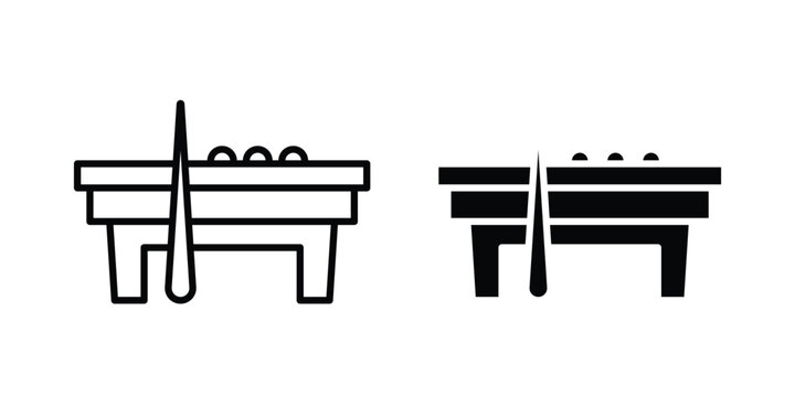 Pool table icon black, Stroke line and clipart style bundle