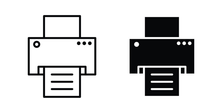 Print icon black, Stroke line and clipart style bundle