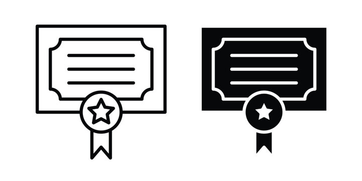 Qualification icon black, Stroke line and clipart style bundle
