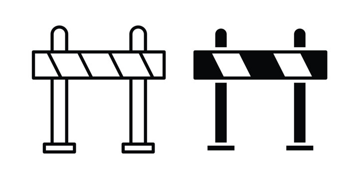 Roadblock icon black, Stroke line and clipart style bundle
