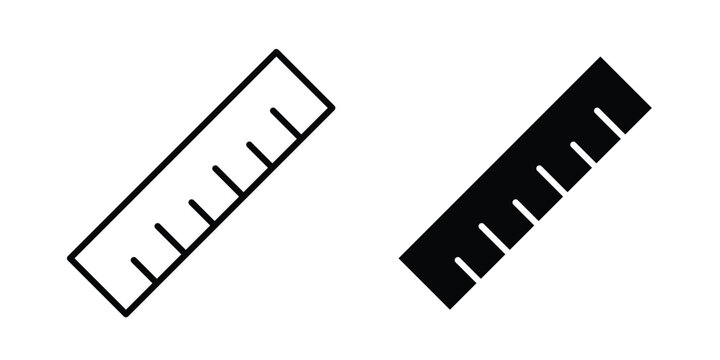 Ruler icon black, Stroke line and clipart style bundle
