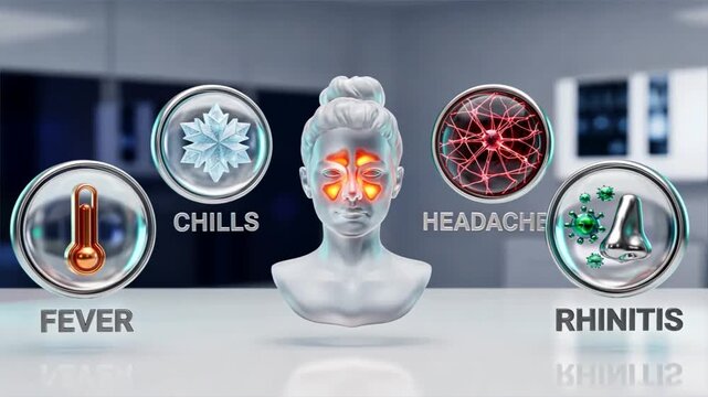 Sinusitis Symptoms Medical Poster With Clinical Icons