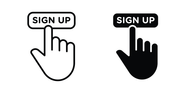 Sign up icon black, Stroke line and clipart style bundle