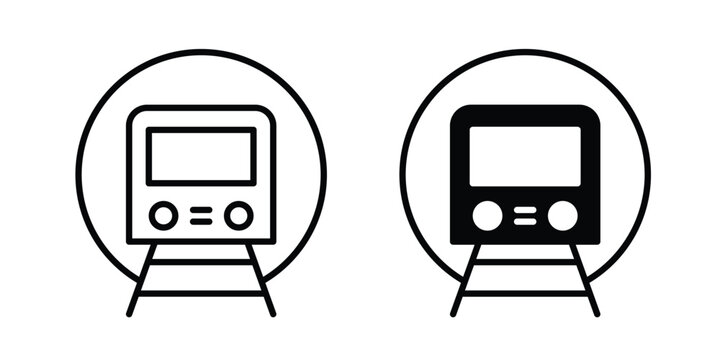 Subway icon black, Stroke line and clipart style bundle