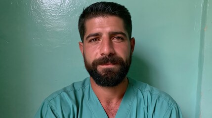 Obraz premium Workplace Loneliness Young Middle Eastern Man With Tired Eyes