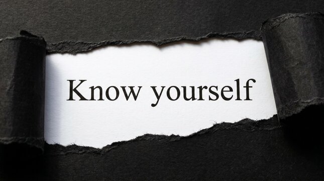 Know Yourself Concept Text Hidden Under Torn Black Paper