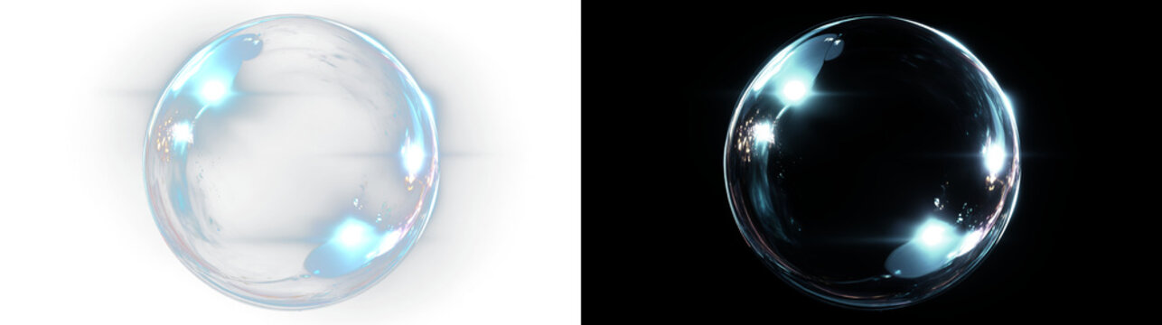 Soap bubble sphere liquid glow transparent water abstract circle illustration design.