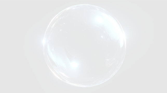 Floating iridescent soap bubble sphere rainbow glass liquid water transparent abstract illustration design.