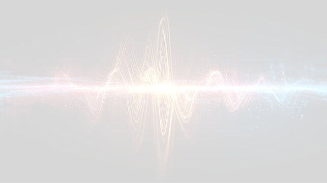 Futuristic glowing audio sound line waveform spectrum equalizer music visualization abstract design.