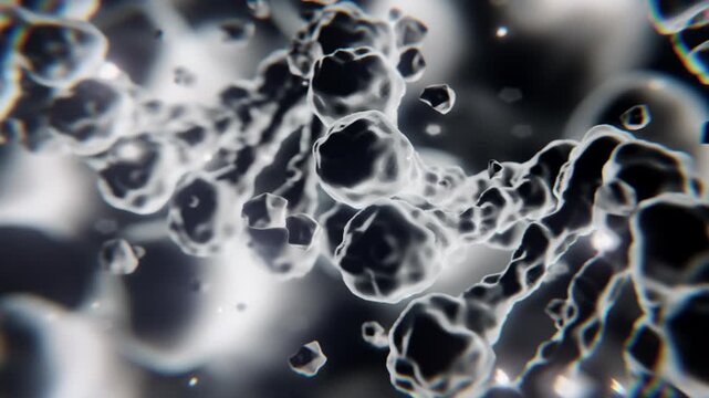 DNA is destroyed by viruses. 3D motion graphic of a nerve cell with biological DNA background, illustrating neuroscience, genetics, neural communication, medical research, and biotechnology concepts.
