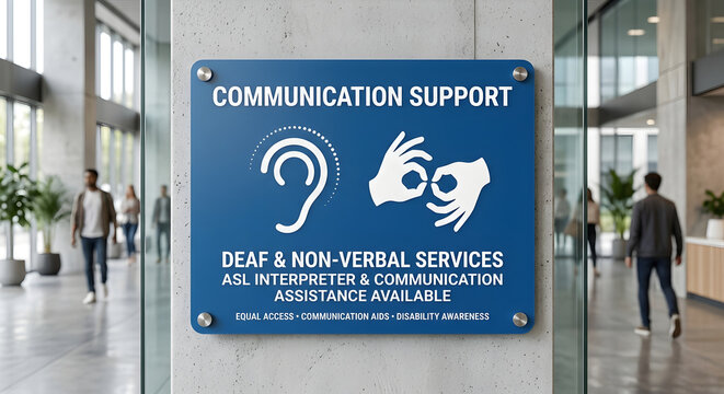 Universal Accessibility Sign &ndash; Deaf and Mute Communication Symbol with Inclusive Public Information Design