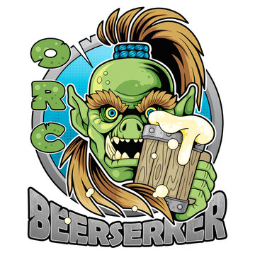 Orc with a mug of beer, illustration design