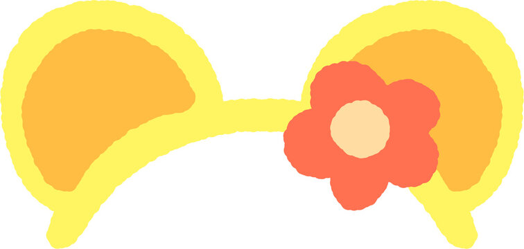 Hand Drawn Yellow Mouse Ear Headband with Flower Animal Costume Accessory