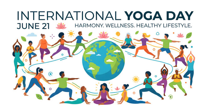 International yoga day vector illustration.