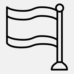 Fototapeta premium Flag on a stand line icon, business souvenir concept. Vector graphics. Company flag sign with style icon mobile or web design.