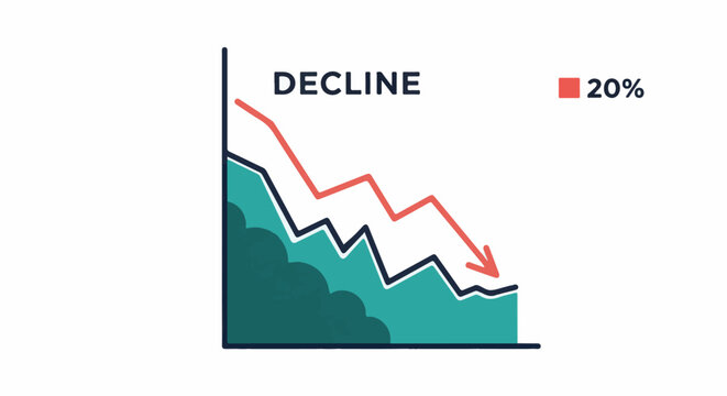 A graphic chart depicts a downward trend labeled "DECLINE" with a red arrow indicating a 20% drop