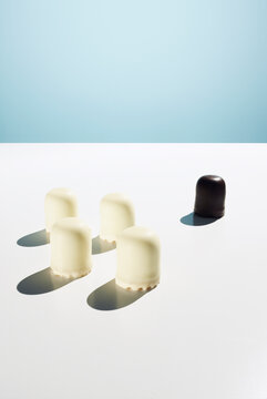 Dark chocolate marshmallow separated from group