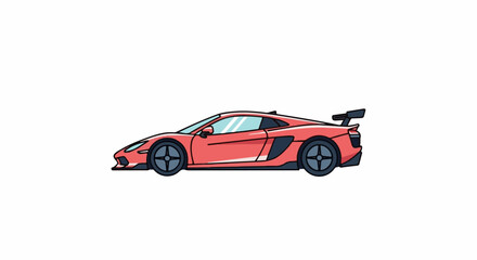 Naklejka premium A pixelated, stylized, red sports car with a rear spoiler and dark rims on white