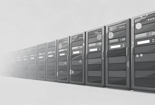 Row of Server Racks in Modern Datacenter Infrastructure Illustration