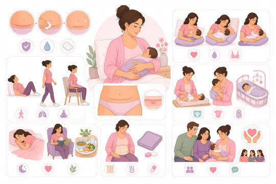 Cesarean section C section recovery illustration
