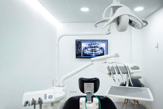 Medical equipment in examination room at clinic