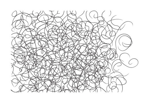 Dense tangled black scribbles and swirls white abstract