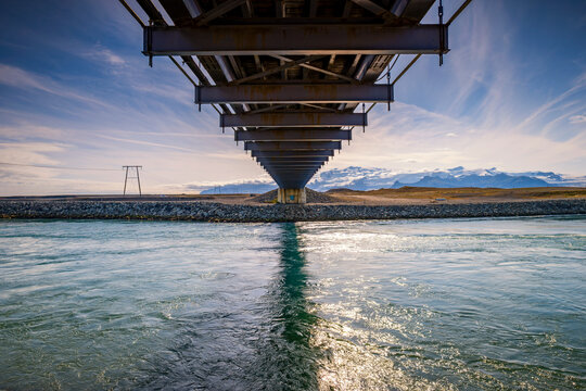 Under the J�kuls�rl�n Glacier Lagoon Bridge in Iceland