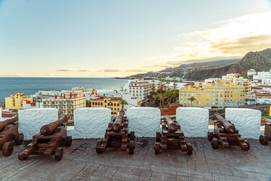 Historic cannon at Castillo de La Virgen in La Palma Spain