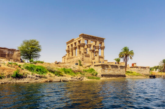 Egypt, Aswan Governorate, Aswan, Trajans Kiosk in Temple of Philae