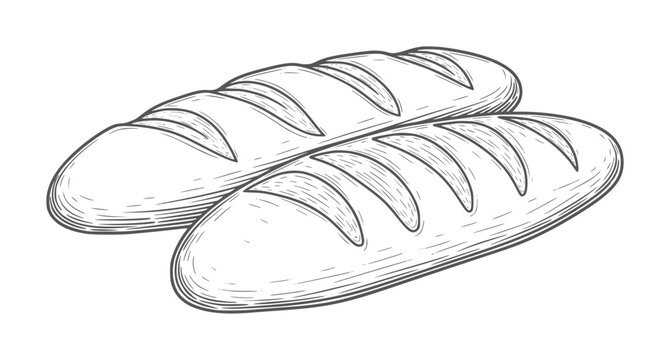 Two loaves of crusty bread in a vintage style baked food