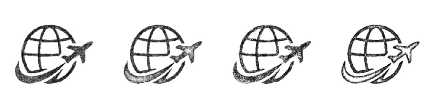 Sketch black and white logistics company logo design set