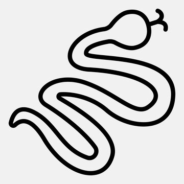 Viper snake, python line icon, tattoo artwork concept. Vector graphics. Animal sign outline style mobile or web design.